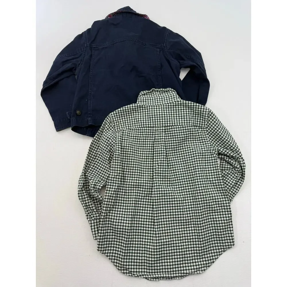 Ralph Lauren Toddler Bundle Size 4 Navy Chore Jacket & Green Gingham Button Down